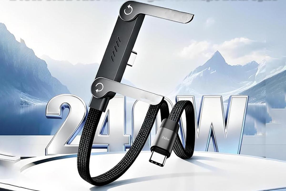 240W 2-in-1 C to C Charging Cable with Phone Stand
