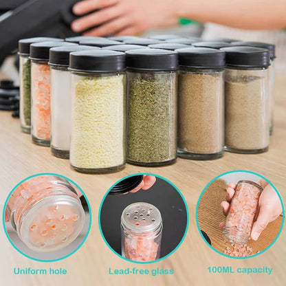 360° Rotating Ferris Wheel Spice Rack with 18 Glass Jars