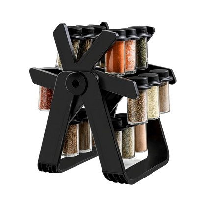 360° Rotating Ferris Wheel Spice Rack with 18 Glass Jars